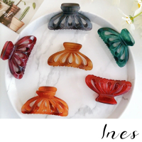 【INES】透明抓夾 幾何抓夾/韓國設計法式透明果凍幾何抓花造型抓夾 馬尾夾(6色任選)