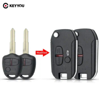 KEYYOU 2 Buttons Modified Flip Folding Remote Key Shell Case For Mitsubishi Outlander Pajero Lancer Evolution Grandis Car Key