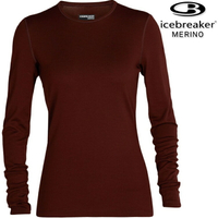 Icebreaker Oasis BF200 女款 素色圓領長袖上衣/美麗諾羊毛排汗衣 104375 064 深酒紅