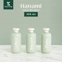 TAMA LIVING Hanami 300 ml Label Putih Botol Refill Sabun Shampoo Botol Sabun Estetik Botol Isi Ulang