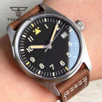 Tandorio 39mm Stainless Steel/Titanium Case 20Bar Dive Pilot NH35A Date Luminous Automatic Men Watch Sapphire Crystal Wristwatch