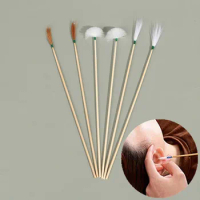10Pcs Goose Feather Earpick Wax Remover Curette Adult Bamboo Handle Ear Dig Tools Spoon Cleaner Stick Healthy Care