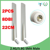 2pcs 2.4G 5.8Ghz Dual Band wifi Antenna router 8dBi SMA Male Connector 2.4G 5G 5.8G IOT Antena aerial wireless router antenne