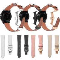 22mm Leather Butterfly buckle strap For Garmin vivoactive 4 Garmin venu 2 Sport watchband Bracelet wristband Forerunner255 music