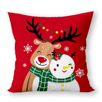 圣誕風抱枕紅色圣誕老人雪人麋鹿靠枕送男生女生單面印花拆洗靠墊