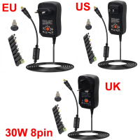 30W Universal Adjustable Power Adapter Charger AC To DC Plug 3V 4.5V 5V 6V 7.5V 9V 12V 2.5A 2500mA  