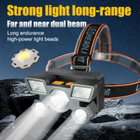 New Rechargeable Head Flashlight for Fishing Led Headlamp 18650 Battery Camping Headlights Hunting Torch Hiking Front Lanterns