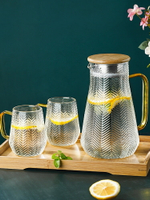 冷水壺玻璃耐高溫涼水杯家用泡茶壺套裝大容量冰水瓶檸檬透明防爆