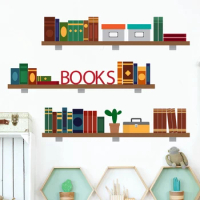 Home Decor Creative Bookshelves Wall Stickers Decorative Wall Book Shelf