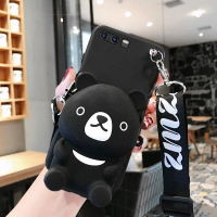 Sarung dompet silikon dengan zip, beruang comel, sifar, sarung lembut untuk HUAWEI P10 Lite P20 P30 