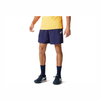 【asics 亞瑟士】Asics Shorts 男 短褲 網球 運動 休閒 輕量 透氣 無內裡 雙側口袋 深藍(2041A150-400)
