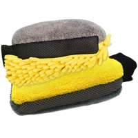 2Pcs Car Wash Mitt Glove Microfiber Anti-Scratch Double Sided Cleaning Gloves Sets Soft Versatile Cleaning
