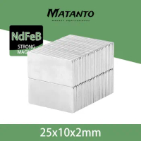 5-100PCS 25X10X2mm Block Strong Powerful Magnets Sheet 25x10x2 Rectangular Permanent Neodymium Magnets 25*10*2 mm