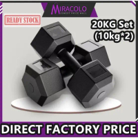 MIRA [10KG x 2] Set 20KG Hexagon Premium Dumbbell Peralatan Latihan Berat untuk Sukan, Gim, Kecergas