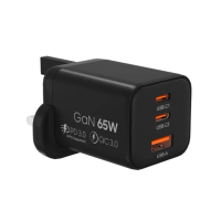 ELEMENTZ PD-A65B 2XTYPE-C/1XUSB 65W 壁式充電器 黑色