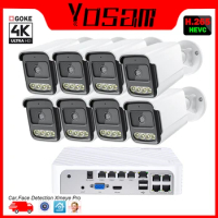 8 Channel 5MP and 8MP POE Security Camera System with Two-Way Audio 8MP NVR Package, Outdoor CCTV IP Camera, H.265 Compression,