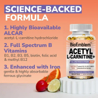 Acetyl-L-Carnitine HCl 1250mg dengan B1, B2, Niasin, Biotin, Asam Folat, Metil B12, B5 & Zat Besi, V