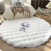 Cream Style Rabbit Fur Plush Round Carpet Lazy Single Sofa Round Mat Living Room Coffee Table Dressi