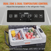 VEVOR 38L/53L Portable Car Refrigerator Freezer Electric Mini Fridge Ice Box with Wheels Compressor for Camping Outdoor Car Home