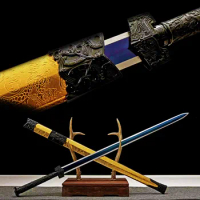 Gold Dragon Sword Chinese Han Dynasty Jian Blue 1095 Carbon Steel Sword