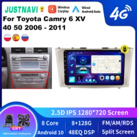 JUSTNAVI Car Radio For Toyota Camry 6 XV 40 50 2006- 2011 Multimedia Video Player GPS Navigation Android 10.0 NO 2 din 2Din DVD