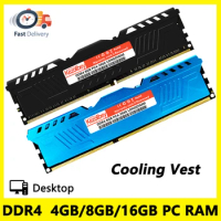 DDR4 4GB/8GB/16GB Cooling Vest Memoria Ram PC4 17000 19200 213000 1.2V 288Pin 2133 2400 2666Mhz DIMM Desktop Non-ECC Memory Ram