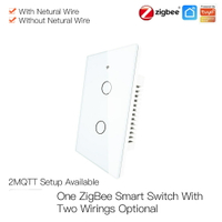 涂鴉Zigbee遠程智能美規120型墻壁開關 無需電容單火零火共用 2路