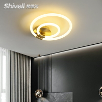 希維爾臥室吸頂燈智能北歐創意輕奢銅金色圓形房間新款led燈具
