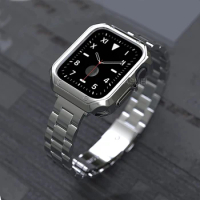 2pcs for apple watch 40mm 41mm 38mm band + TPU case for apple watch 44mm 45mm 42mm iwatch 7 6 5 4 se 3 slim Metal strap case