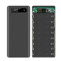 18650 Battery Power Bank Case DIY Power Bank Case LCD Display Support 20000Mah LCD Display For 8X18650 Battery Black