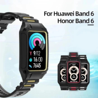 Sikai TPU Strap+Case ForHuawei Band 6 Pro Cover Full Frame Screen Protector For Honor Band 6 Watch Strap Bracelet Accessories