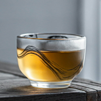 瓷牌茗水墨畫琉璃茶杯個人專用高檔玻璃主人功夫杯日式茶具品茗杯