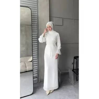 Ameena Dress Ceruti Ootd Hijab Fashion Simple Seragam Bridesmaid Kondangan BIGSIZE DRESS+HIJAB BW
