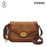 FOSSIL Heritage 真皮麂皮絨壓紋復古斜背包-棕色 ZB1817249