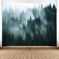 Wall Hanging Foggy Tree Tapestry Nature Misty Forest Mountain Wall Tapestries Woodland Landscape Backdrop Tapestry