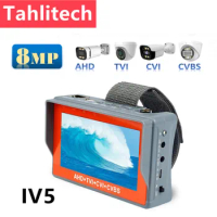 Tahlitech 5" IV5 HD CCTV Camera Tester Monitor AHD CVI TVI Camera Tester 8MP 5MP 2MP 720P UTP Cable Tester PTZ UTC 12V Output