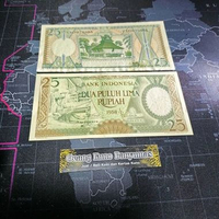 Koleksi 25 Rupiah Pekerja Hijau Tahun 1958 Original Gress Mulus Baru BARU GRESS