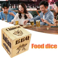1Pc Food Decision Dice Chinese Sushi Italian Fast Food Barbecue Dinner Decider Dice Wooden Boyfriend Girlfriend Date Night Gift