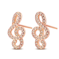 Unique 925 Sterling Silver Rose Gold &amp; Gold Earphone Notes K Rose Earrings Music Enthusiast Jewelry Accessories