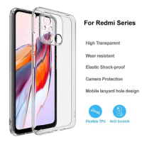 Clear Protective Case For Xiaomi Redmi 9A 9C 9T 10A 10C 12C A1 A2 Plus Soft Shell Note 9 10 11 12 Pro 9T 10T 11T 11SE Back Cover