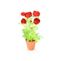 Bunga Artifisial Dengan Pot Ranunculus - Merah