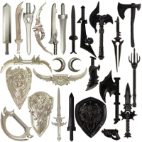 Medieval MOC Weapon Figure Accessories Bow Arrow Sword Shield Axe Hammer Spear Gun Trident Building Block Children Toy Gift K039