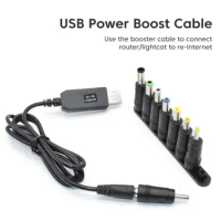DC 5V to 12V USB Cable Boost Converter Power Boost Line WiFi to Powerbank Cable 8 Adapters Step-up Cord for Wifi Router Modem