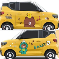 Nhãn Dán Ô Tô, Gấu Nâu, Thiết Kế Hình Thỏ Cony Hoạt Hình Dễ Thương, Mèo Đen Euler, Wuling Confero, N