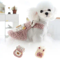 Puppy Warm Outfit Cozy Winter Pet Clothes Bear Pattern Two-legged Design for Small Dogs Plaid Cotton Teddy Clothes for Dogs Warm