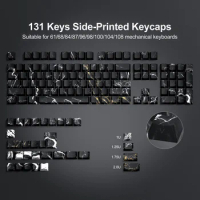 136 Keys Side Print Backlit Black Marble 5 Side Dye-Sub PBT Keycap RGB Cherry Profile For Cherry MX Gamer Mechanical Keyboard