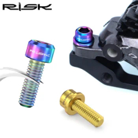 Risk-M6 bike disc brake clamp, seat fixing bolts with Grooved Gaskets,titanium bicycle screw, MTB, Road Bicycle Brake Fixed Bolt