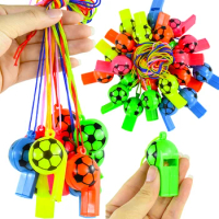10Pcs Colored Football Whistle Mini Cheer Whistle Toy For Kids Soccer Sport Birthday Party Favors Gifts Goodie Bag Pinata Filler