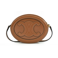 CELINE 思琳 平滑小牛皮 CUIR TRIOMPHE 斜背橢圓包 (迷你-棕)