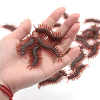 10 Pcs Novelty Funny Compulsion Fake Centipede Simulation Centipede Insect Prank Toys Halloween Party Scary Compulsion Toys